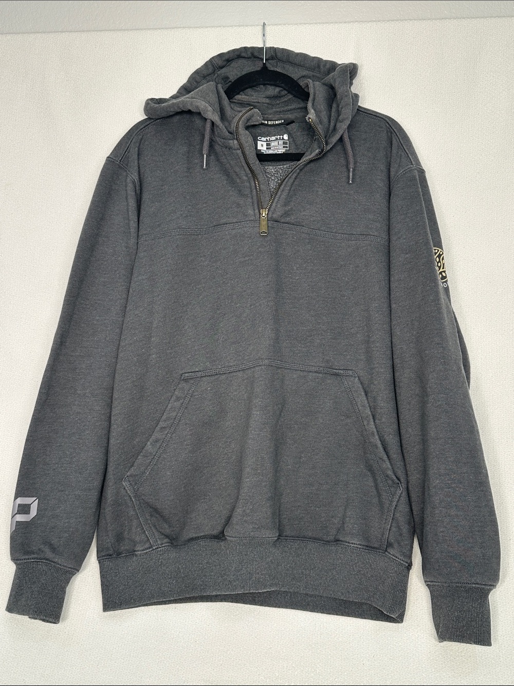 Carhartt Men’s Charcoal Zip-Up Hooded Pullover